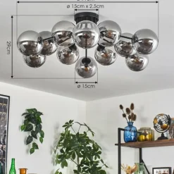 hofstein Gastor Plafonnier Fumé, 12 lumières