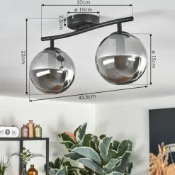 hofstein Gastor Plafonnier Fumé, 2 lumières