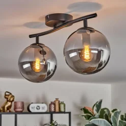 hofstein Gastor Plafonnier Fumé, 2 lumières