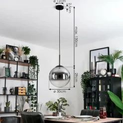 hofstein Gastor Suspension, Boule lumineuse Clair, Fumé, 1 lumière