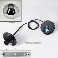 hofstein Gastor Suspension, Boule lumineuse Chrome, Fumé, 1 lumière