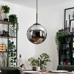 hofstein Gastor Suspension, Boule lumineuse Chrome, Fumé, 1 lumière