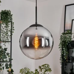 hofstein Gastor Suspension, Boule lumineuse 30 cm Chrome, Clair, Fumé, 1 lumière