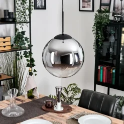 hofstein Gastor Suspension, Boule lumineuse 30 cm Chrome, Clair, Fumé, 1 lumière