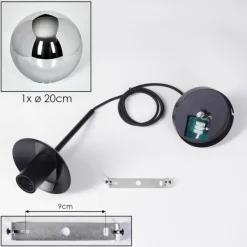 hofstein Gastor Suspension, Boule lumineuse 20 cm Chrome, Fumé, 1 lumière