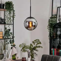 hofstein Gastor Suspension, Boule lumineuse 20 cm Chrome, Fumé, 1 lumière