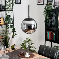 hofstein Gastor Suspension, Boule lumineuse 20 cm Chrome, Fumé, 1 lumière