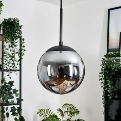 Suspension Verre Fumé-hofstein Gastor Suspension, Boule lumineuse 20 cm Fumé, 1 lumière