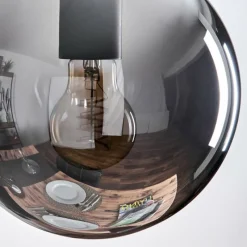 Suspension Verre Fumé-hofstein Gastor Suspension, Boule lumineuse 20 cm Fumé, 1 lumière