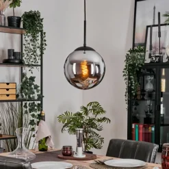 hofstein Gastor Suspension, Boule lumineuse 25 cm Chrome, Fumé, 1 lumière