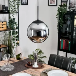 hofstein Gastor Suspension, Boule lumineuse 25 cm Chrome, Fumé, 1 lumière