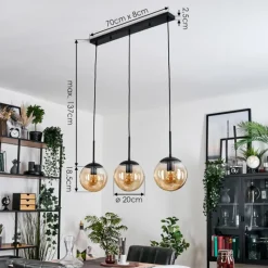 hofstein Gastor Suspension, Boule lumineuse Ambre, 3 lumières