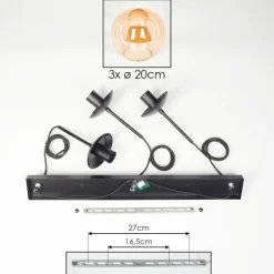 hofstein Gastor Suspension, Boule lumineuse Ambre, 3 lumières