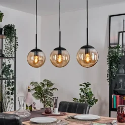hofstein Gastor Suspension, Boule lumineuse Ambre, 3 lumières