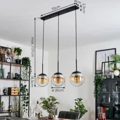hofstein Gastor Suspension, Boule lumineuse Ambre, Clair, 3 lumières