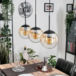 hofstein Gastor Suspension, Boule lumineuse Ambre, Clair, 3 lumières