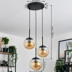 hofstein Gastor Suspension, Boule lumineuse 30 cm Ambre, 3 lumières