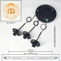 hofstein Gastor Suspension, Boule lumineuse 30 cm Ambre, 3 lumières