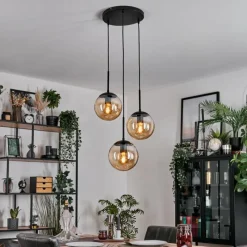 hofstein Gastor Suspension, Boule lumineuse 30 cm Ambre, 3 lumières