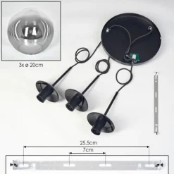 hofstein Gastor Suspension, Boule lumineuse 30 cm Clair, Fumé, 3 lumières