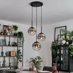 hofstein Gastor Suspension, Boule lumineuse 30 cm Clair, Fumé, 3 lumières