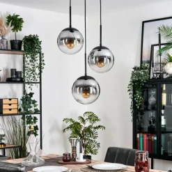 hofstein Gastor Suspension, Boule lumineuse 30 cm Clair, Fumé, 3 lumières