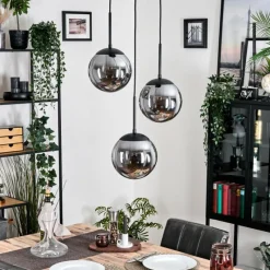 hofstein Gastor Suspension, Boule lumineuse 30 cm Chrome, Fumé, 3 lumières