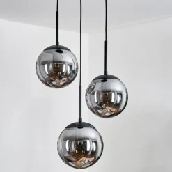 hofstein Gastor Suspension, Boule lumineuse 30 cm Chrome, Fumé, 3 lumières