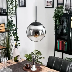 hofstein Gastor Suspension, Boule lumineuse Chrome, Clair, Fumé, 1 lumière