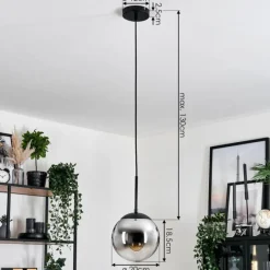 hofstein Gastor Suspension, Boule lumineuse Chrome, Clair, Fumé, 1 lumière