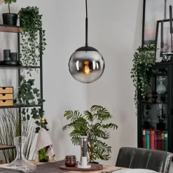 hofstein Gastor Suspension, Boule lumineuse Chrome, Clair, Fumé, 1 lumière