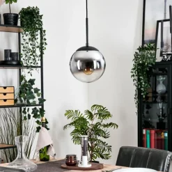 hofstein Gastor Suspension, Boule lumineuse Chrome, Clair, Fumé, 1 lumière