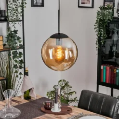 hofstein Gastor Suspension, Boule lumineuse 25 cm Ambre, 1 lumière