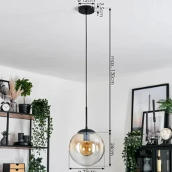 hofstein Gastor Suspension, Boule lumineuse 25 cm Ambre, Clair, 1 lumière