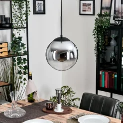 hofstein Gastor Suspension, Boule lumineuse 25 cm Chrome, Clair, Fumé, 1 lumière