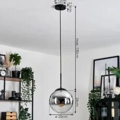 hofstein Gastor Suspension, Boule lumineuse 25 cm Chrome, Clair, Fumé, 1 lumière