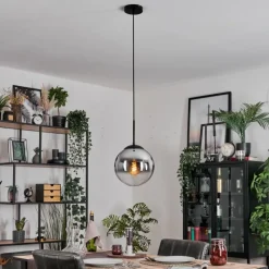 hofstein Gastor Suspension, Boule lumineuse 25 cm Chrome, Clair, Fumé, 1 lumière