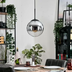 hofstein Gastor Suspension, Boule lumineuse 25 cm Chrome, Clair, Fumé, 1 lumière