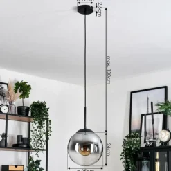 hofstein Gastor Suspension, Boule lumineuse 25 cm Clair, Fumé, 1 lumière