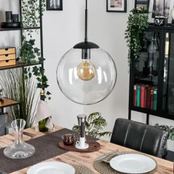 hofstein Gastor Suspension, Boule lumineuse 30 cm Clair, 1 lumière