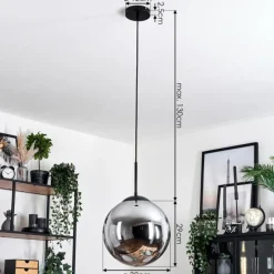 hofstein Gastor Suspension, Boule lumineuse 30 cm Fumé, 1 lumière