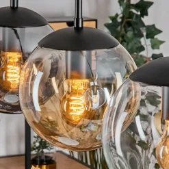 hofstein Gastor Suspension, Boule lumineuse Ambre, Clair, Fumé, 3 lumières