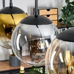 Lampes Dorées-hofstein Gastor Suspension, Boule lumineuse Or, Clair, Fumé, 3 lumières