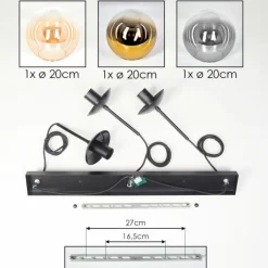 Lampes Dorées-hofstein Gastor Suspension, Boule lumineuse Or, Clair, Fumé, 3 lumières