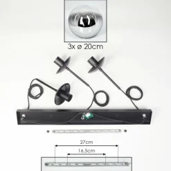 hofstein Gastor Suspension, Boule lumineuse Chrome, Clair, Fumé, 3 lumières