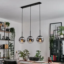 hofstein Gastor Suspension, Boule lumineuse Chrome, Clair, Fumé, 3 lumières