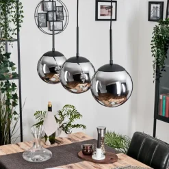 hofstein Gastor Suspension, Boule lumineuse Chrome, Fumé, 3 lumières