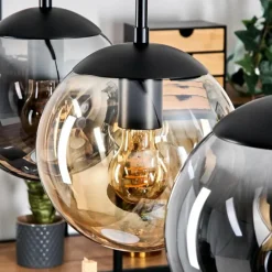 hofstein Gastor Suspension, Boule lumineuse Ambre, Clair, Fumé, 3 lumières