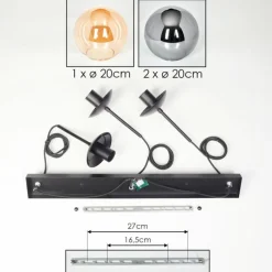 hofstein Gastor Suspension, Boule lumineuse Ambre, Clair, Fumé, 3 lumières