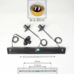 hofstein Gastor Suspension, Boule lumineuse Or, Clair, 3 lumières